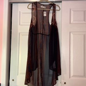 Sheer long sleeveless kimono
